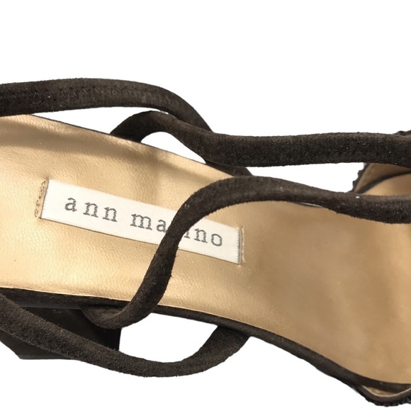 Ann Marino Precious Metal & Suede Chunky Heel Open Toe Size 8 New - Picture 13 of 13